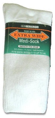 King Size Extra Wide Diabetic Crew Sock white