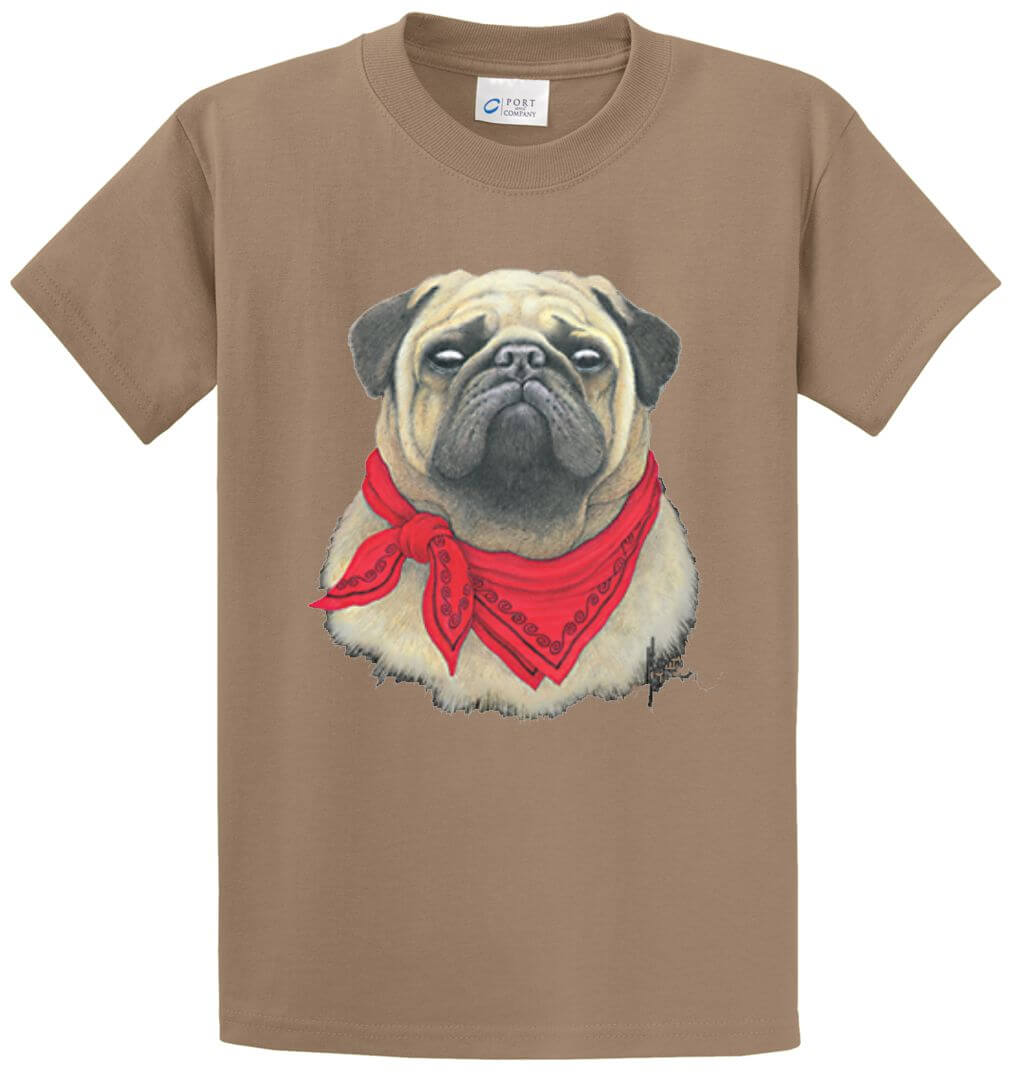 Pug Dog W/Bandana Printed Tee Shirt-1