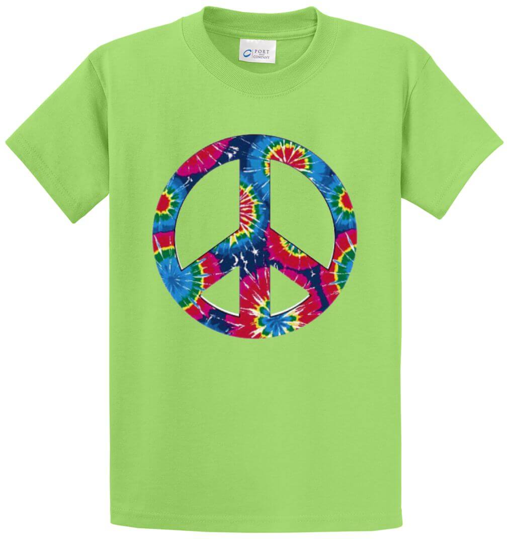 Peace Sign-Tie Dye Printed Tee Shirt-1