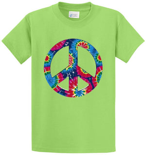Peace Sign-Tie Dye Printed Tee Shirt