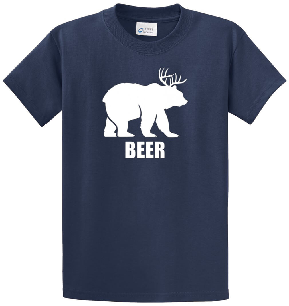 Beer - Bear And Deer Printed Tee Shirt-1