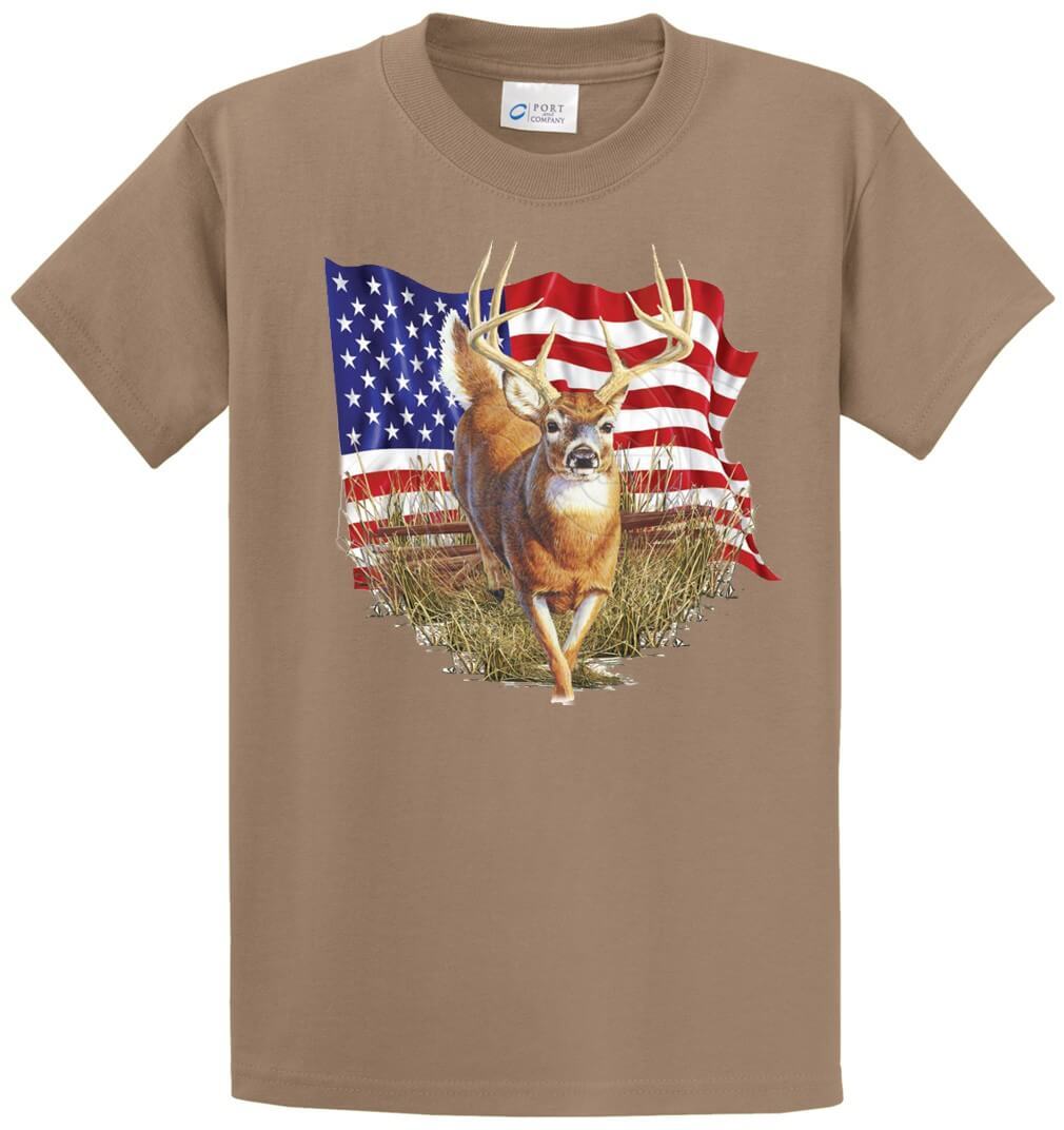 Deer With Flag Printed Tee Shirt-1