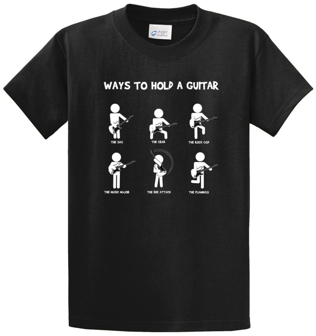 Ways To Hold A Guitar Printed Tee Shirt-1