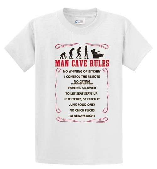 Man Cave Rules Printed Tee Shirt-1
