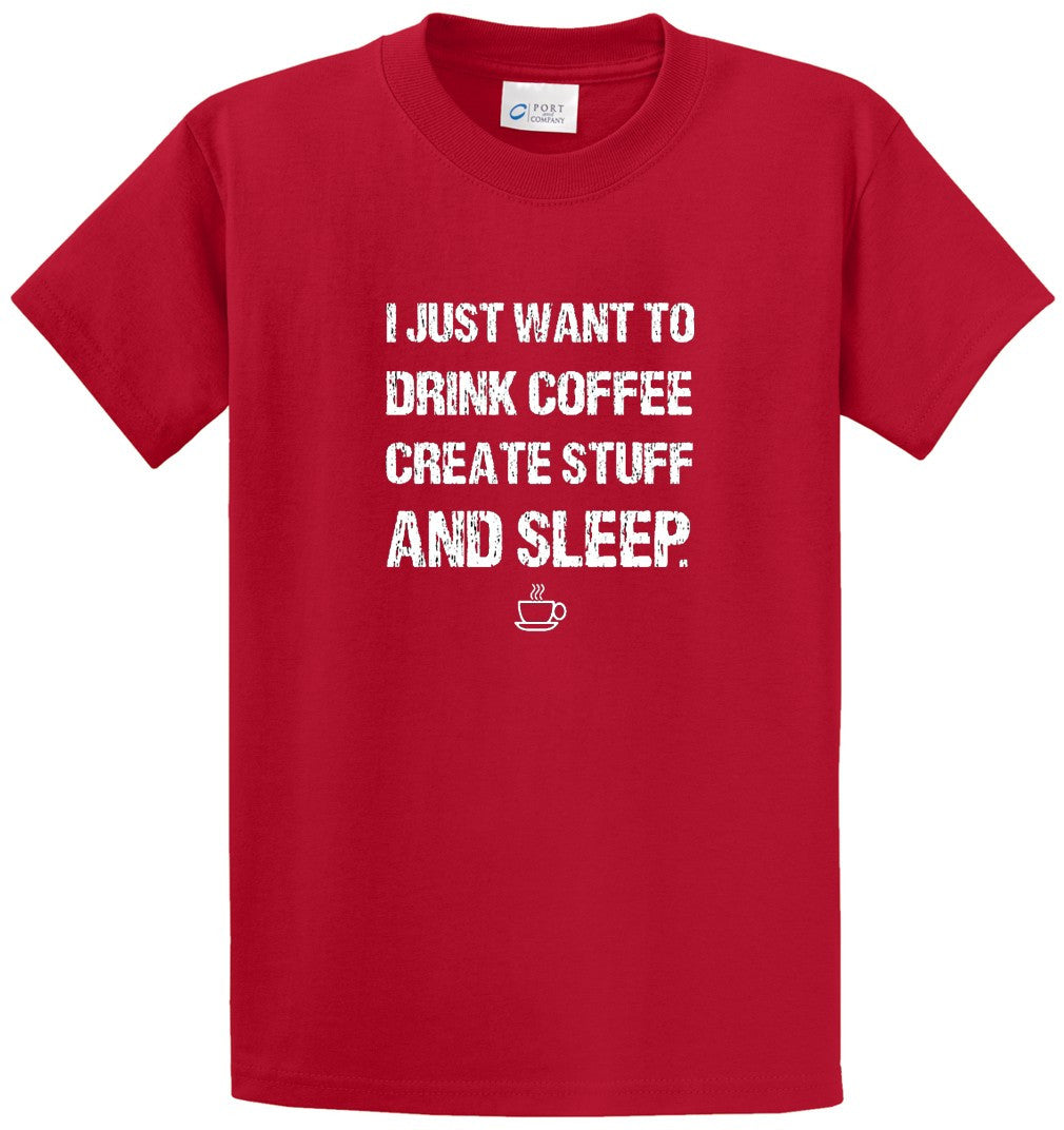 Coffee Create Sleep Printed Tee Shirt-1