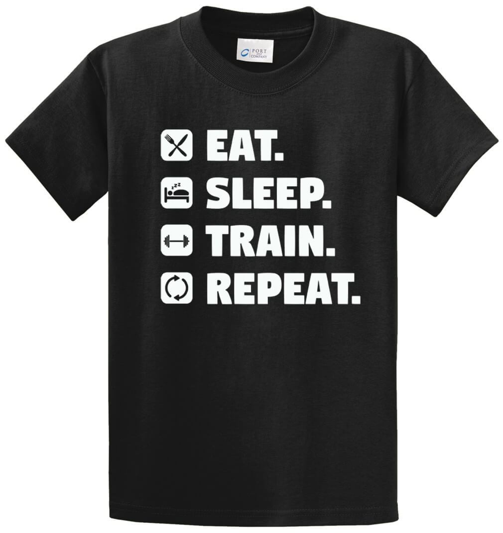 Eat Sleep Train Repeat Printed Tee Shirt-1