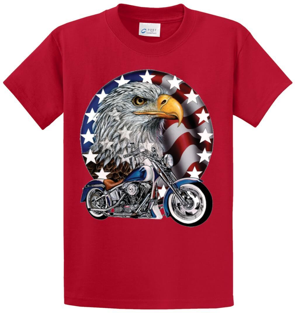 Red, White & Bold Eagle Biker Printed Tee Shirt-1