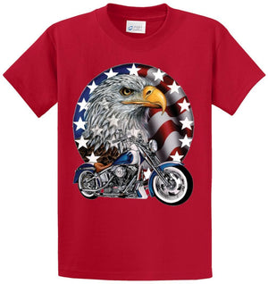 Red, White & Bold Eagle Biker Printed Tee Shirt