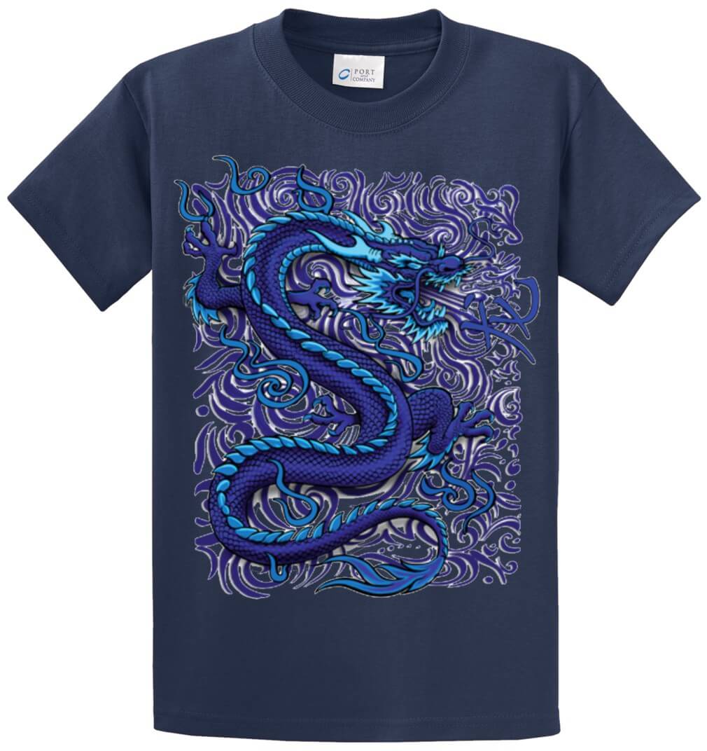 Blue Dragon (Oversized Print) Printed Tee Shirt-1