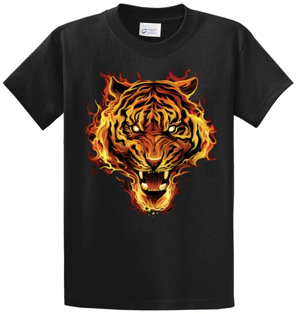 Flaming Tiger Printed Tee Shirt-1
