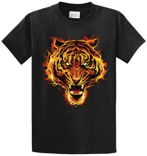 Flaming Tiger Printed Tee Shirt