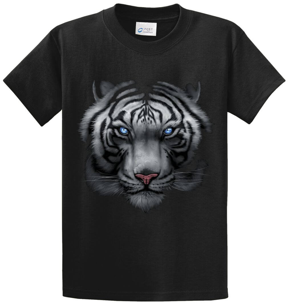 Majestic White Tiger Printed Tee Shirt-1