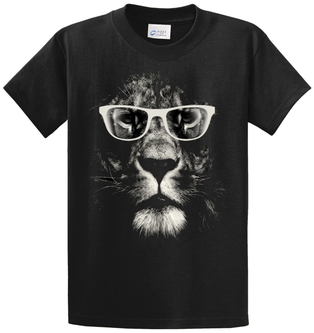 Lion With Glasses Printed Tee Shirt-1