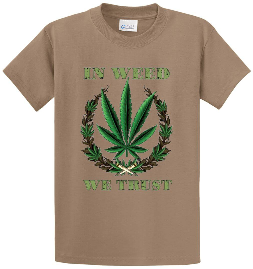 In Weed We Trust Printed Tee Shirt-1
