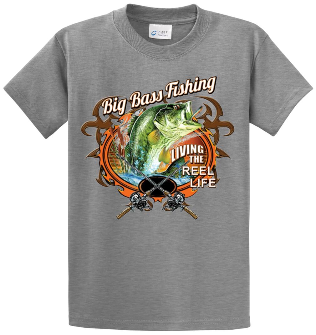Big Bass Fishing Reel Life Printed Tee Shirt-1