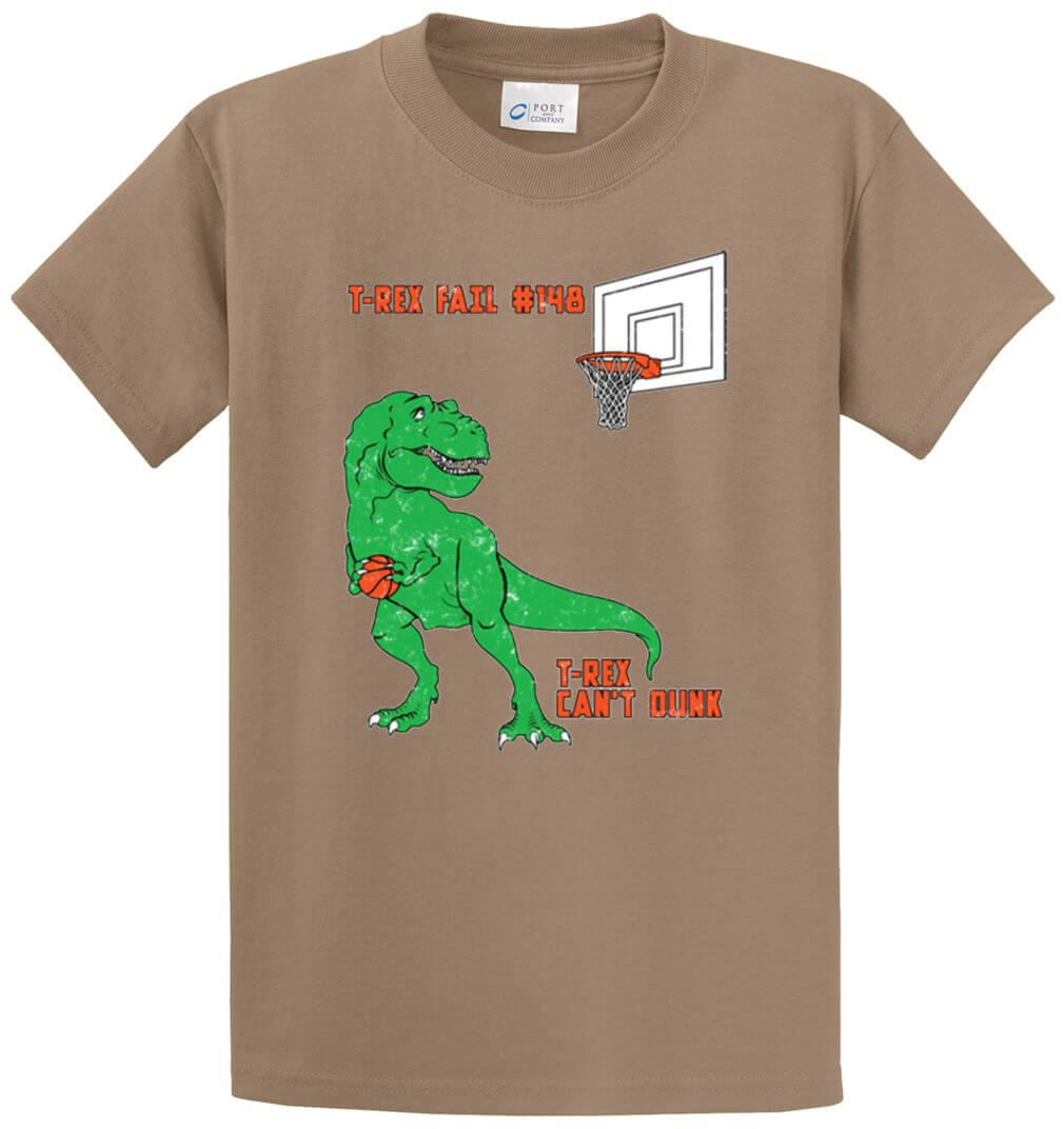 T-Rex Can't Dunk Printed Tee Shirt-1