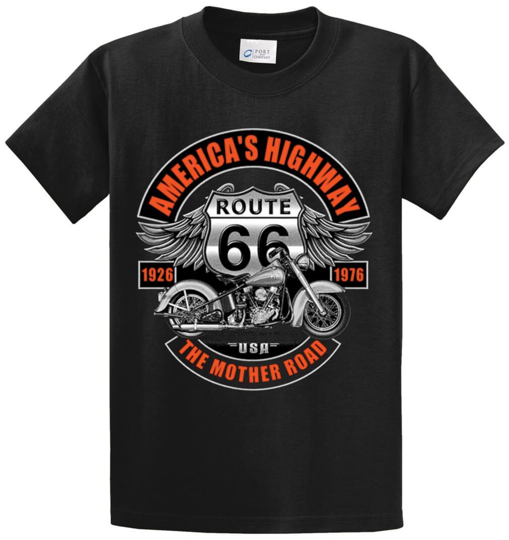 Route 66 Mother Road Biker Printed Tee Shirt-1