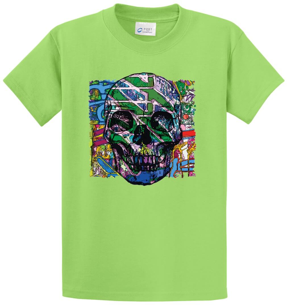 Neon Skull Face Printed Tee Shirt-1