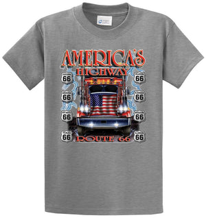 America's Highway Flag Truck Printed Tee Shirt