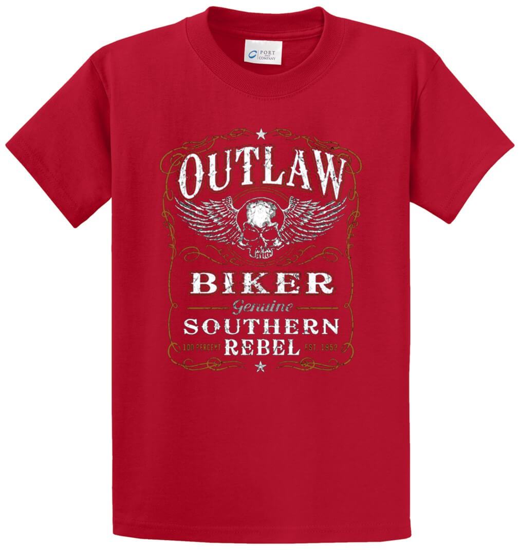 Outlaw Biker Southern Rebel Printed Tee Shirt-1