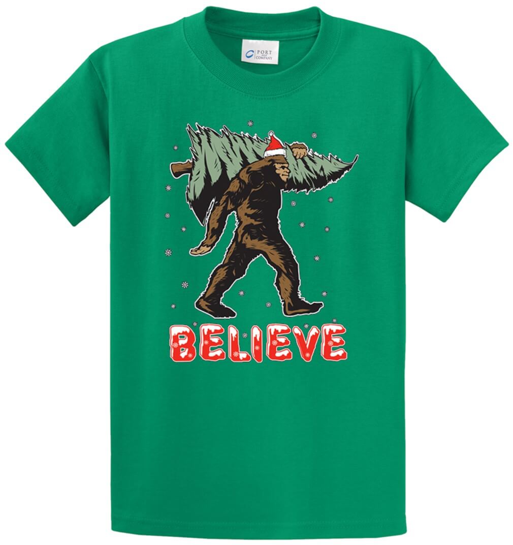 Believe Christmas Sasquatch Printed Tee Shirt-1
