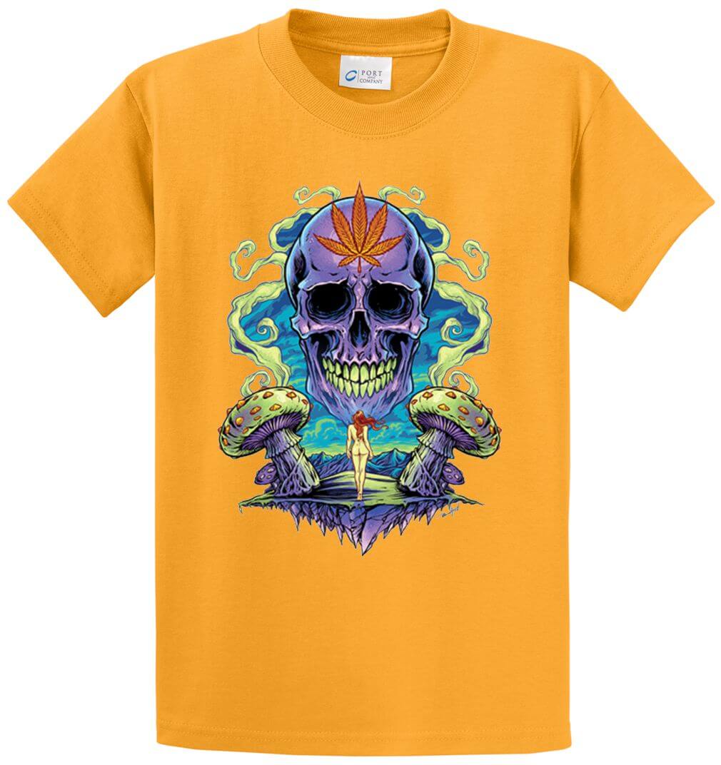 Weed Skull Printed Tee Shirt-1