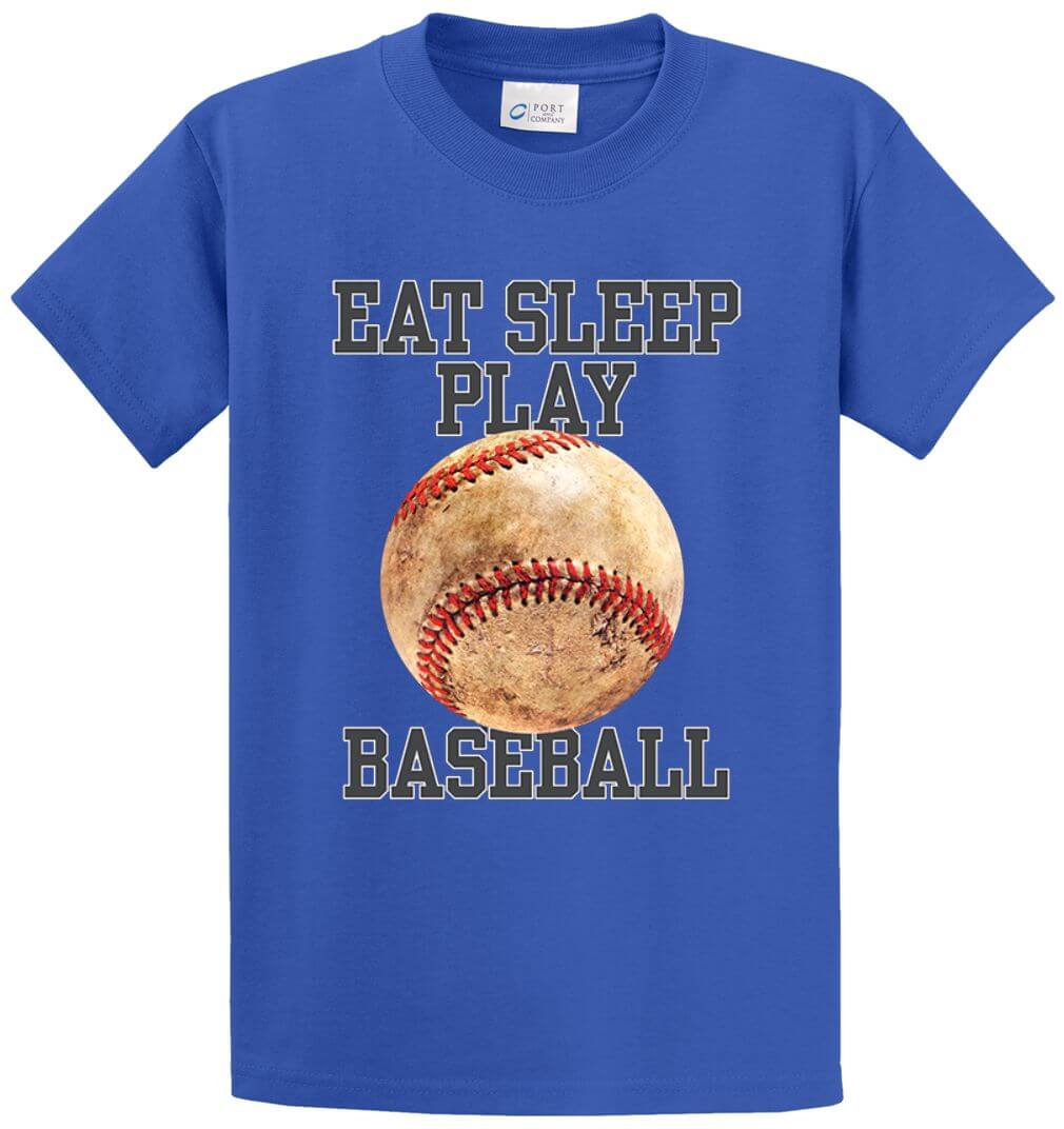Eat Sleep Play Baseball (Color) Printed Tee Shirt-1