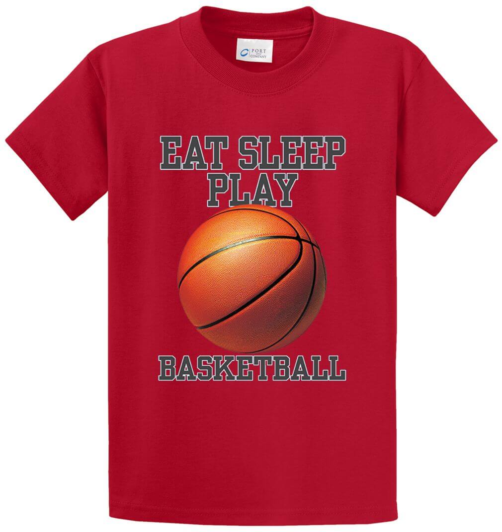 Eat Sleep Play Basketball (Color) Printed Tee Shirt-1