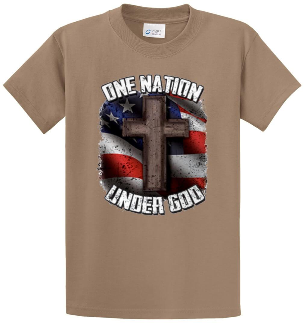 One Nation Cross And Flag Printed Tee Shirt-1