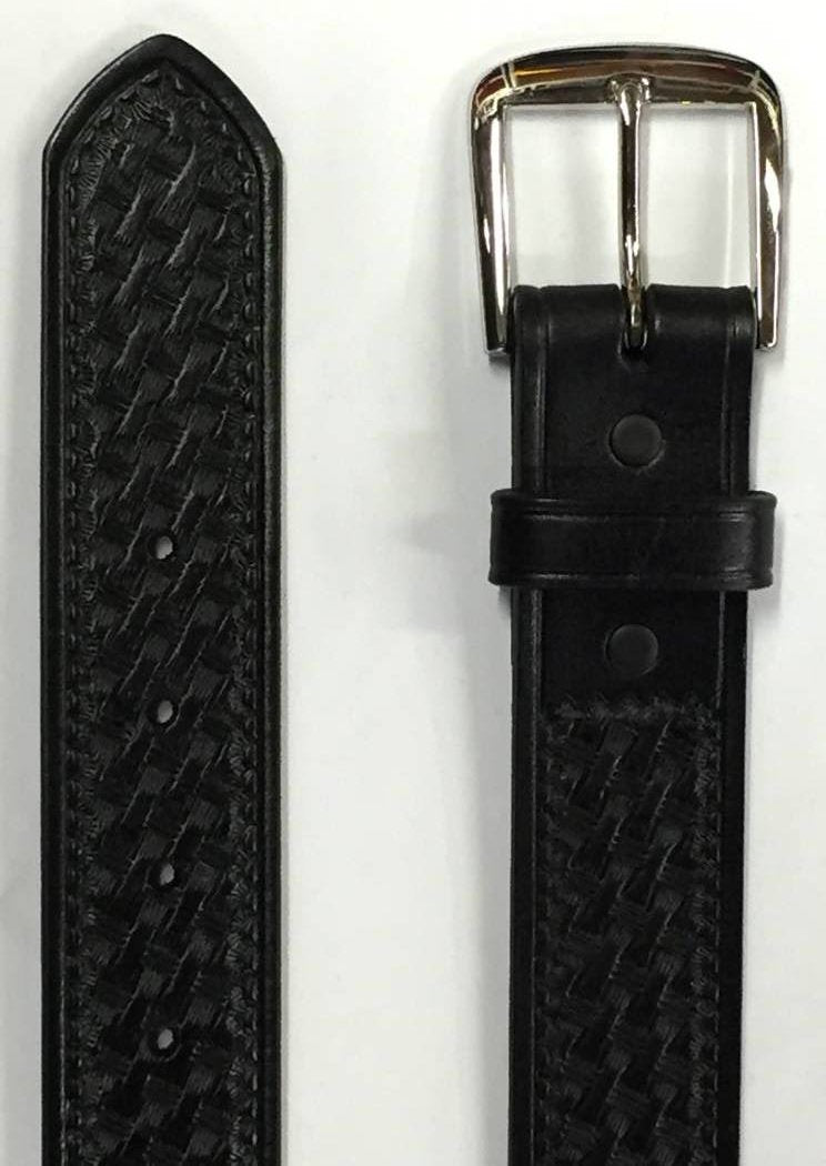 Big Man Black Leather Weave Design Belt