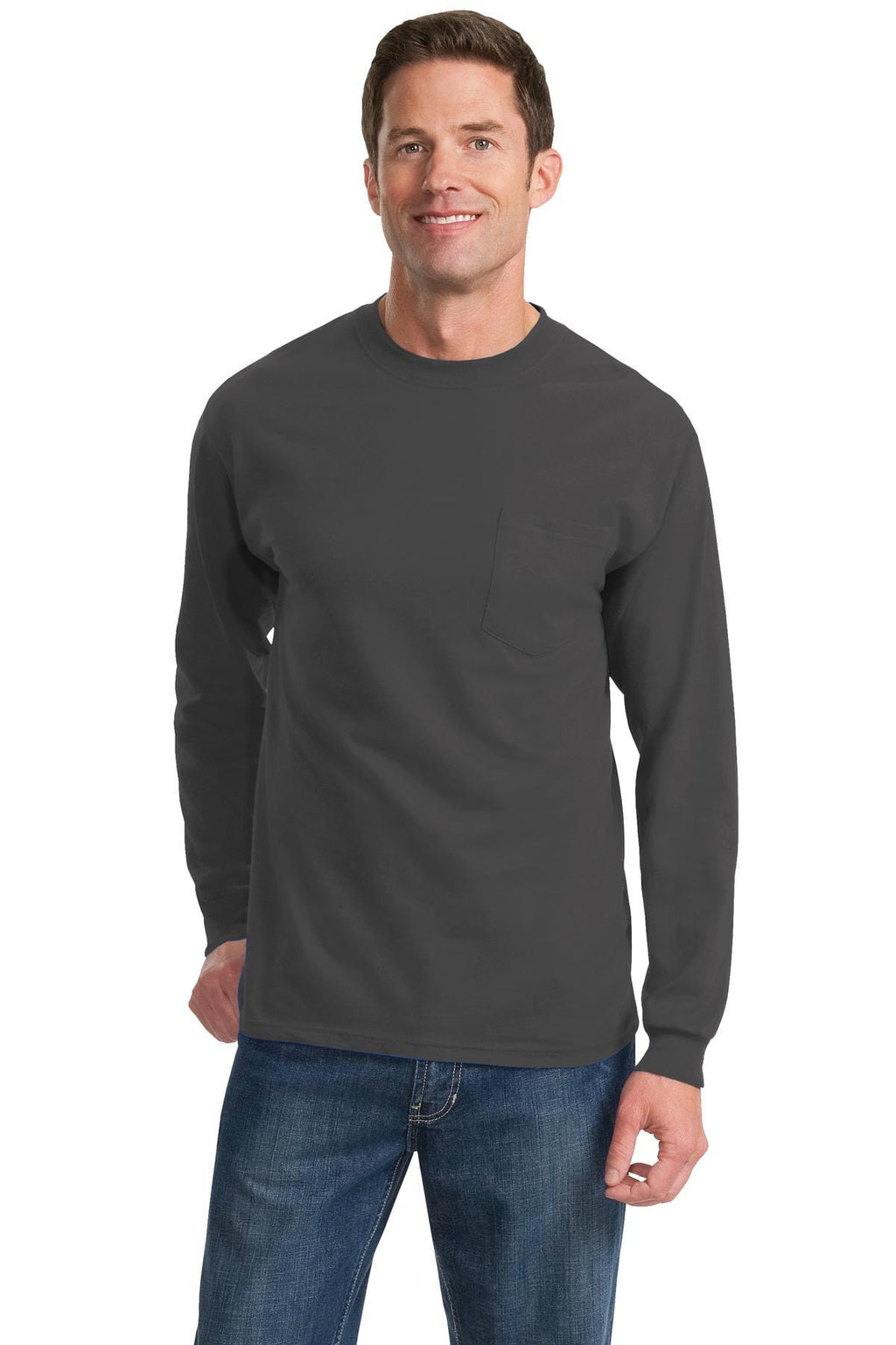 Port & Company Tall Long Sleeve Essential T-Shirt with Pocket MD-4XL and LT-4XT-8