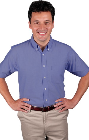 Blue Generation Men's Cotton/Poly Short Sleeve Oxford Shirt french blue