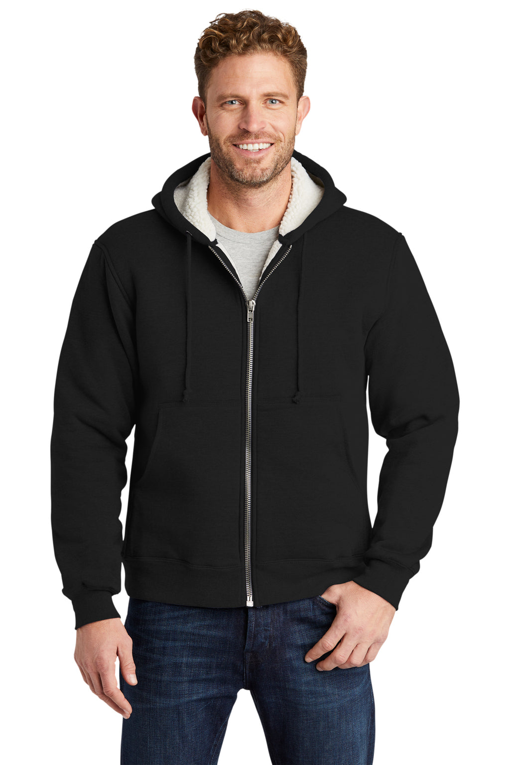 Cornerstone Heavyweight Sherpa-Lined Hooded Fleece Jacket black