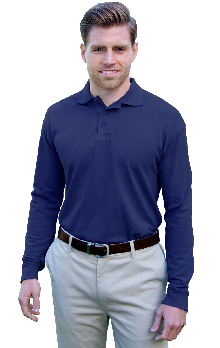 Blue Generation Long Sleeve Pique Polo SM-6XL-7