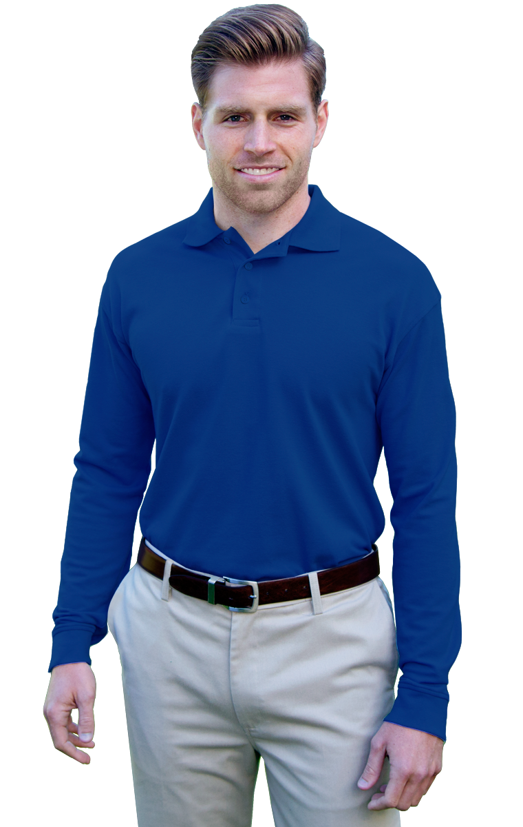 Blue Generation Long Sleeve Pique Polo SM-6XL-5