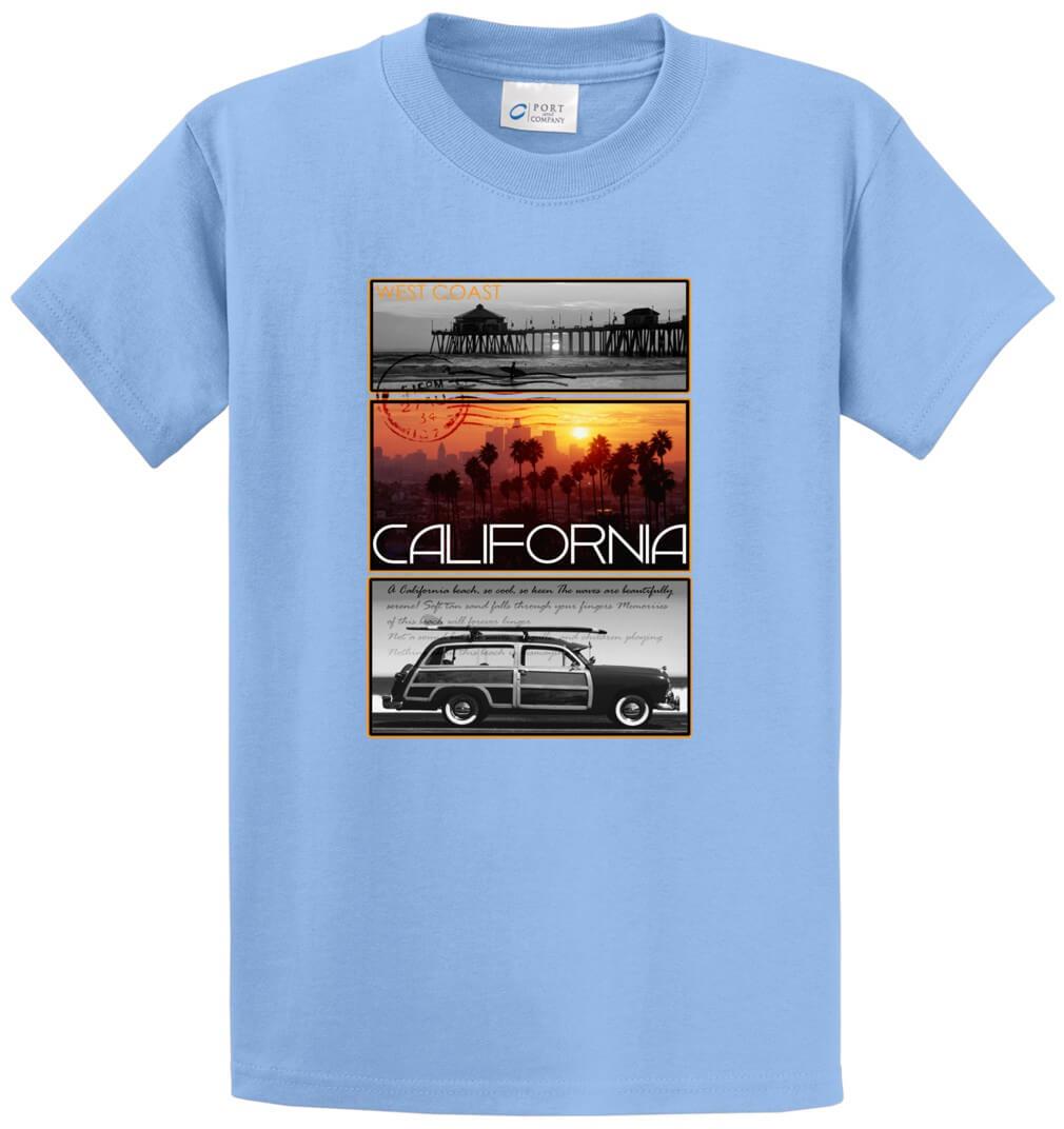 West Coast Postcard Pier Palm California Printed Tee Shirt-1