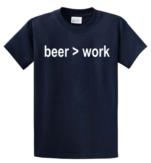Beer>Work Printed Tee Shirt-1