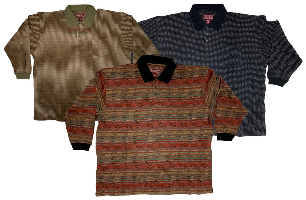 Falcon Bay Men's Long Sleeve Fancy Polo Shirt Closeout-1