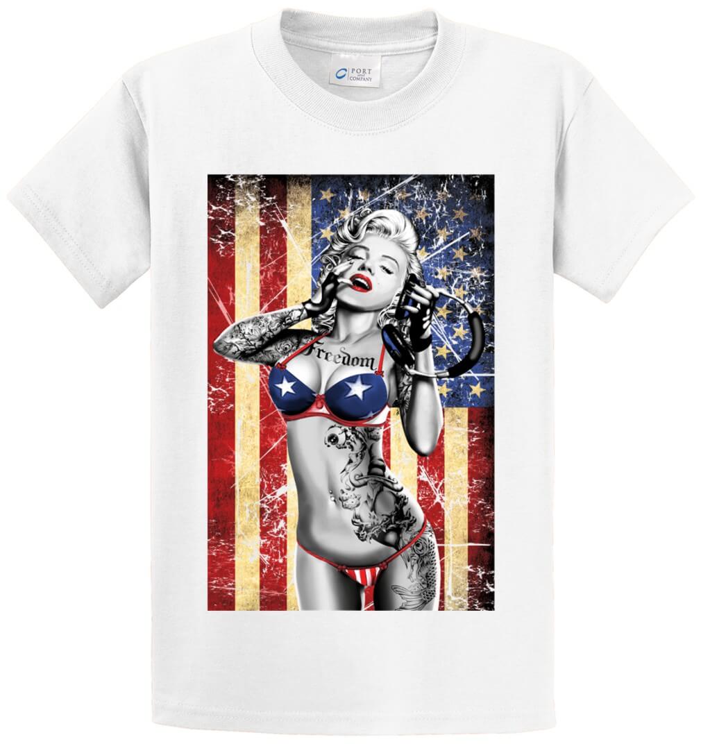 Girl Flag Freedom Printed Tee Shirt-1