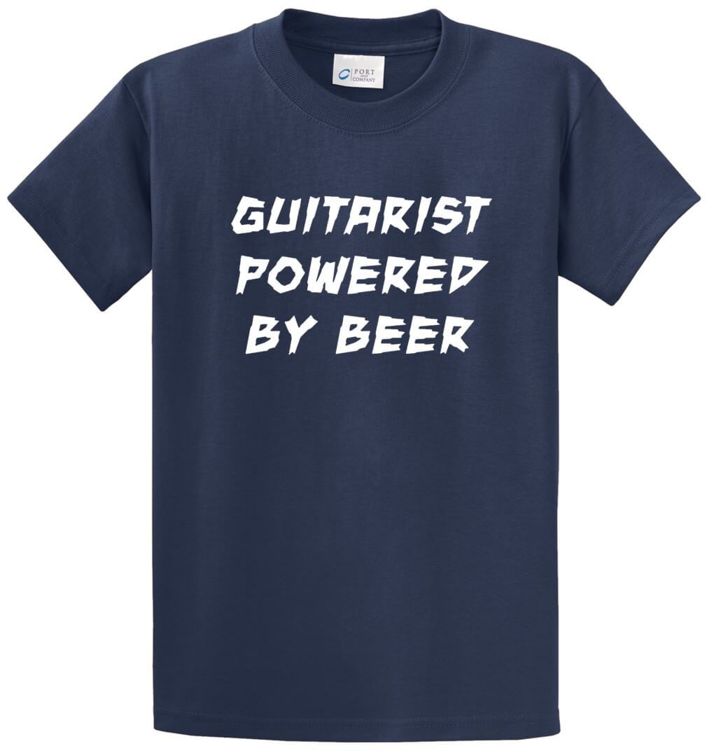 Guitarist Powered By Beer Printed Tee Shirt-1