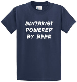 Guitarist Powered By Beer Printed Tee Shirt