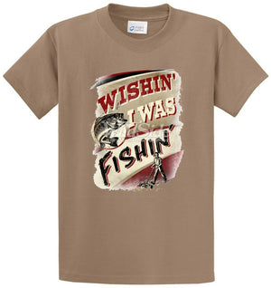 Wishin' I Was Fishin Printed Tee Shirt