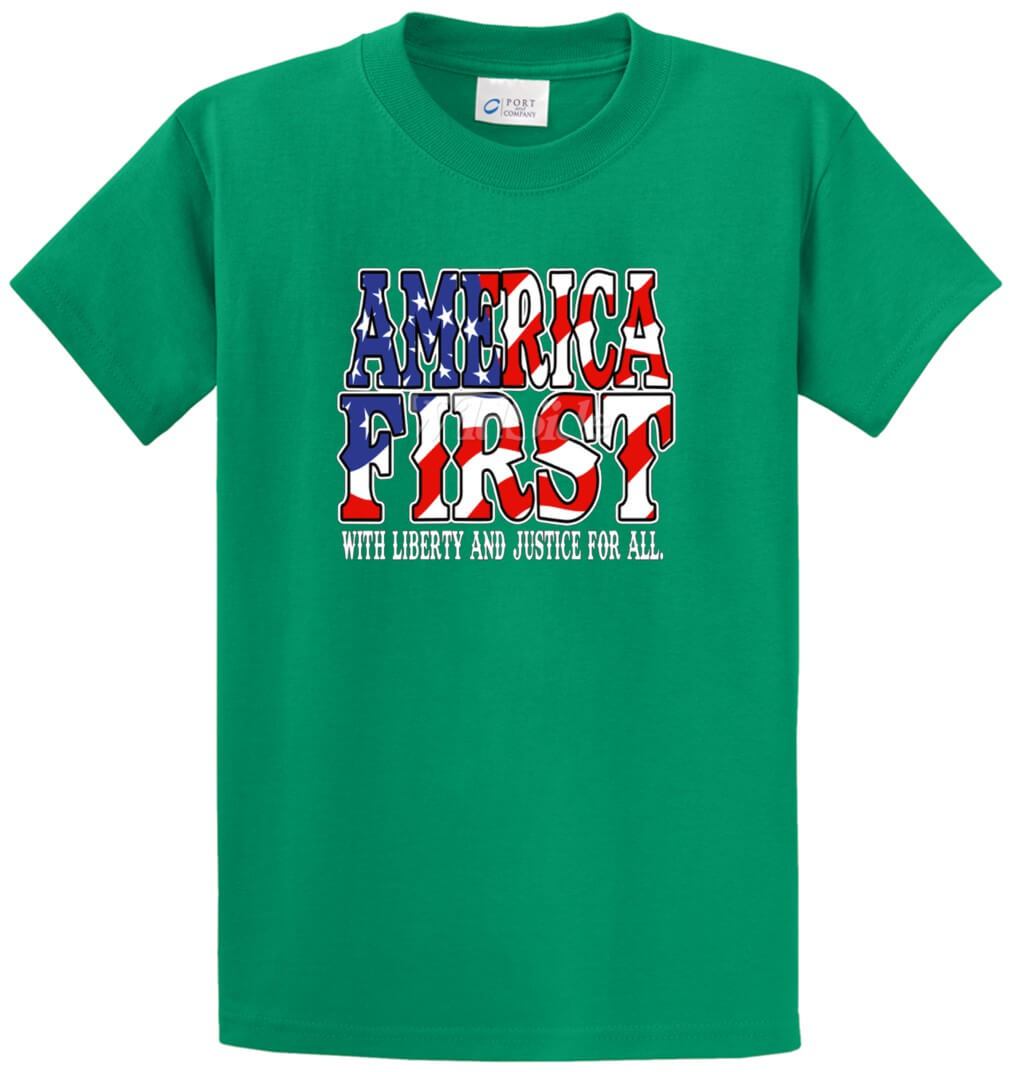 America First Liberty Justice Printed Tee Shirt-1