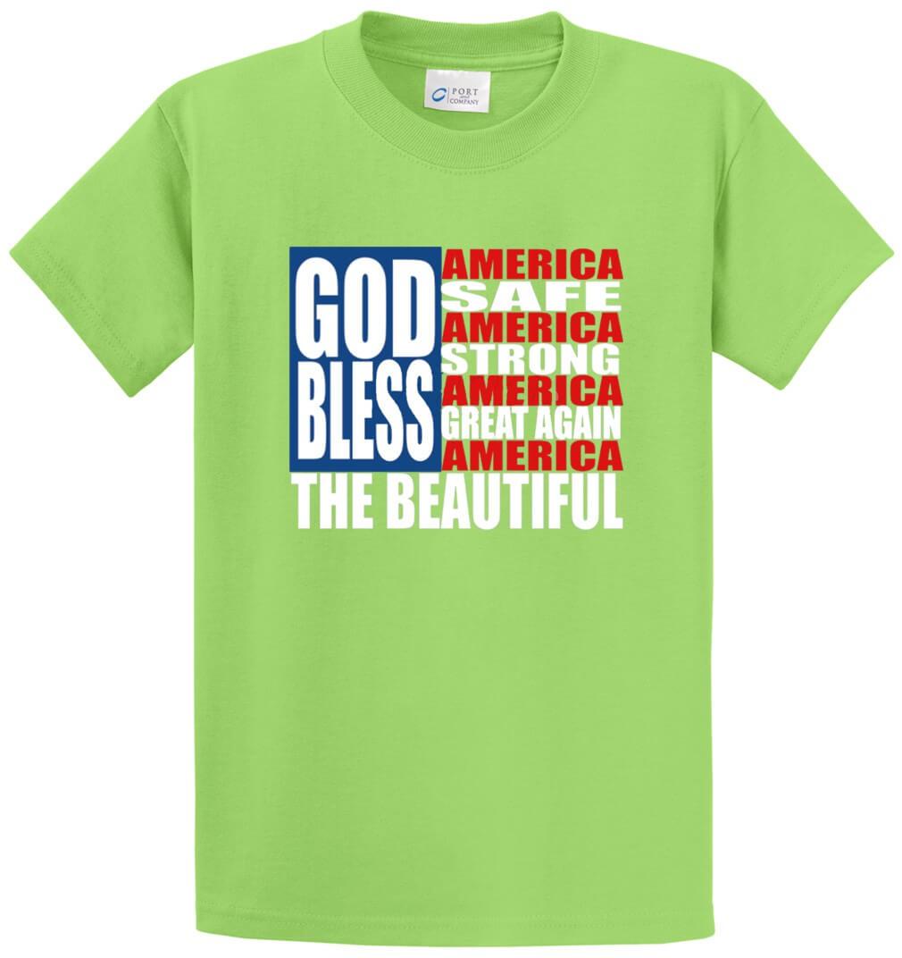 God Bless America Flag Printed Tee Shirt-1