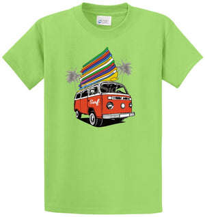 Surf Microbus With 17 Surfboards Printed Tee Shirt