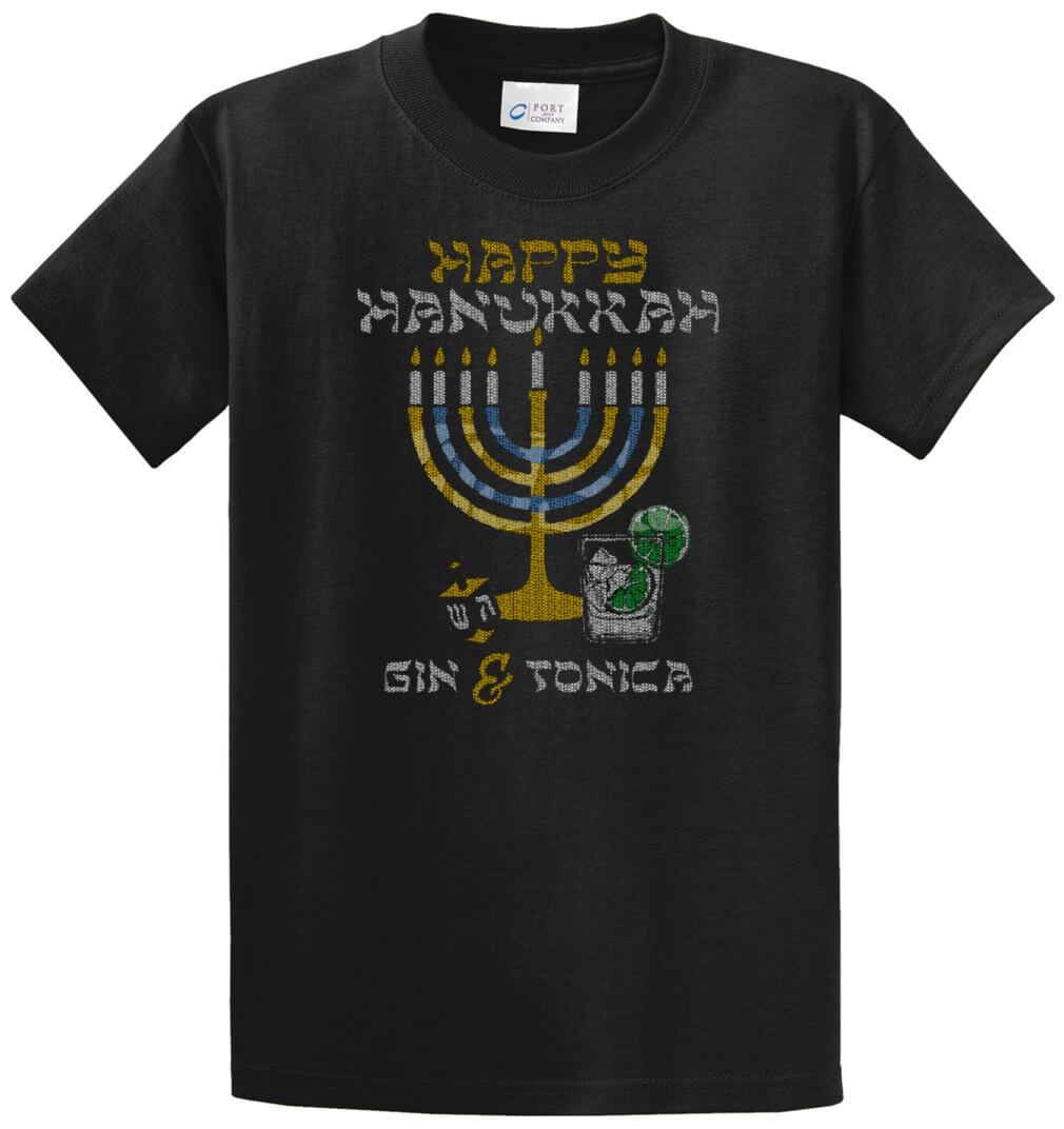 Happy Hanukkah Gin & Tonica Printed Tee Shirt-1
