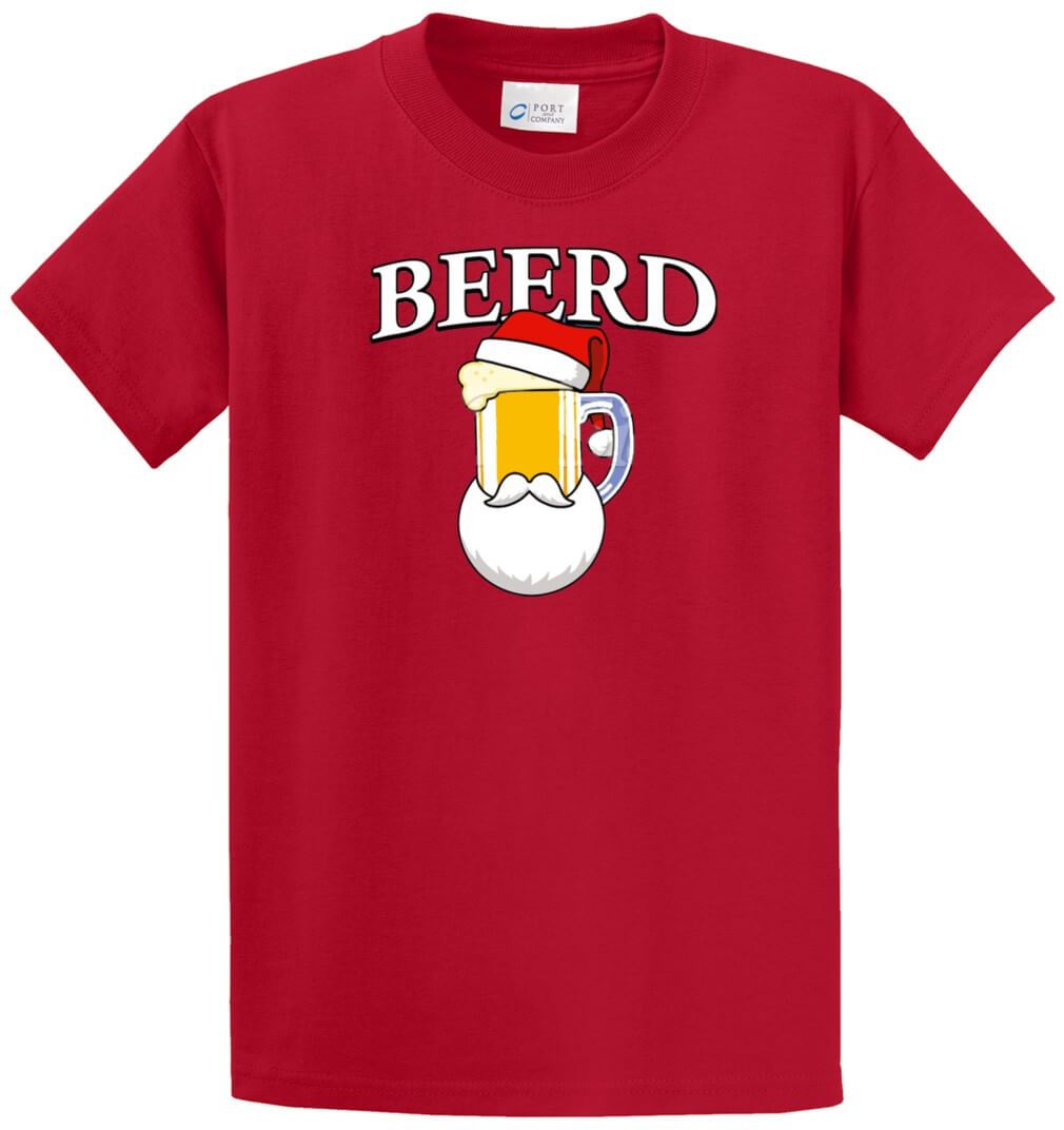 Santa Beerd Beer Mug Printed Tee Shirt-1