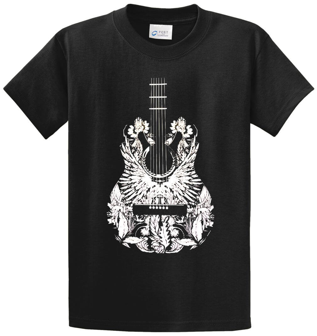 White Leaf Guitar Printed Tee Shirt-1