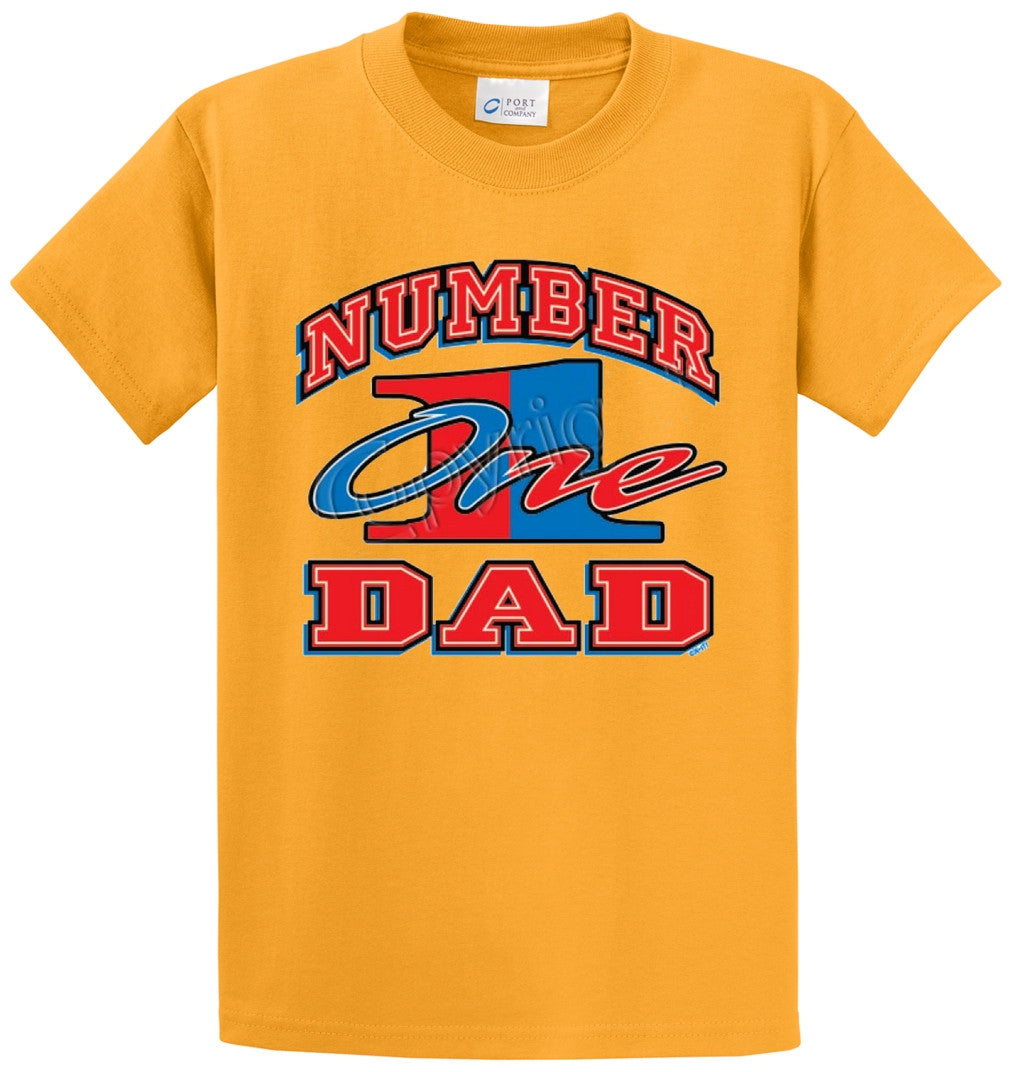 Number 1 Dad Printed Tee Shirt-1