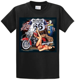 Route 66 Pinup  Printed Tee Shirt